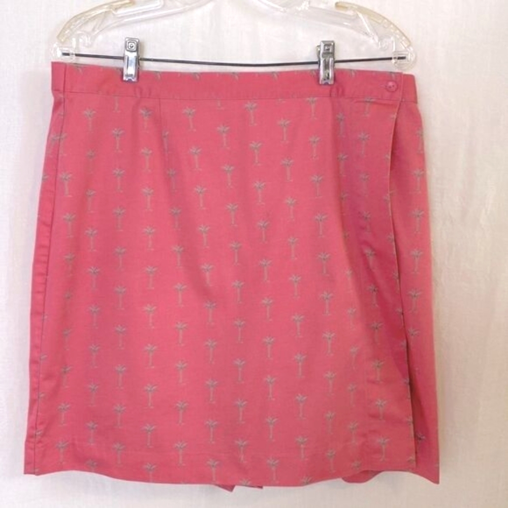 Charter Club Skort Salmon with Green Palm Tree Design Size 16